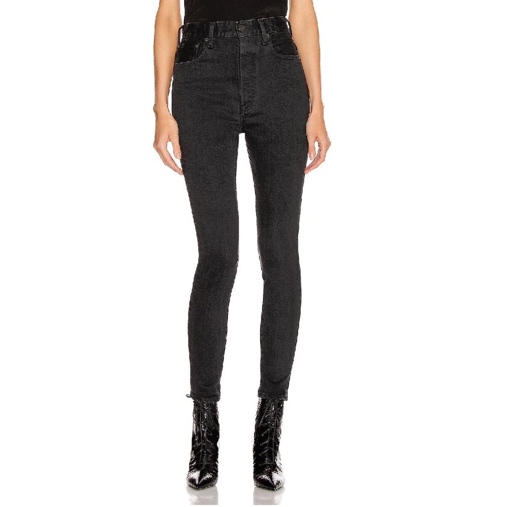 Moussy Vintage Filer Rebirth Skinny Jeans High Waist Light Black SZ 28 - Picture 10 of 10